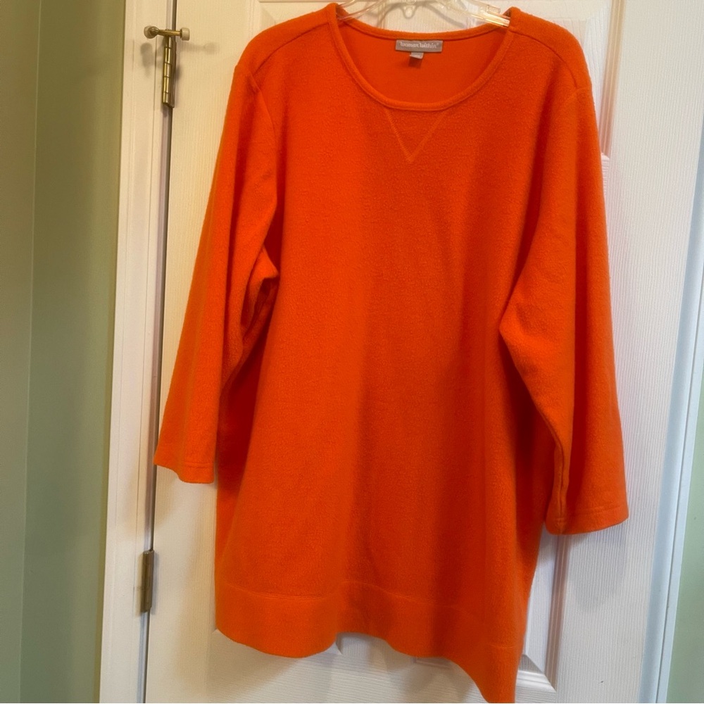 Woman Within Vibrant Orange Crew Neck Sweatshirt.   (72)